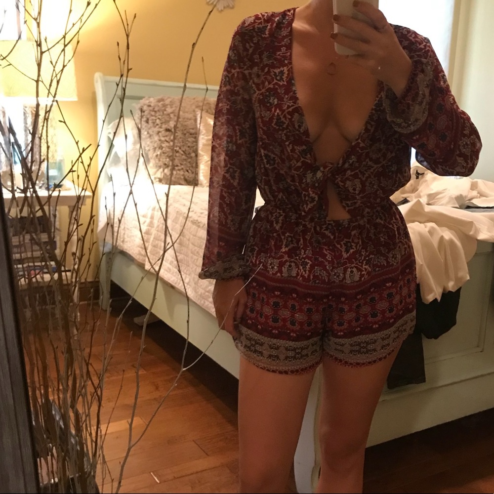 Honey Punch Front Tie Romper
